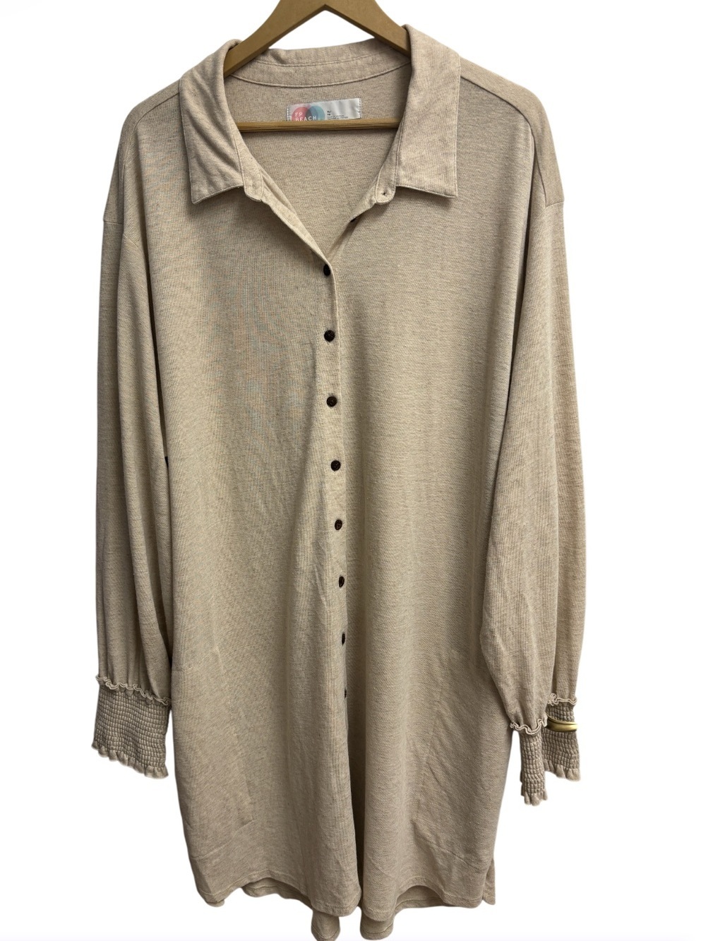 Free People Beach Promenade Mini Shirt Dress Tunic | Oversized Linen Blend | XL - Picture 3 of 8